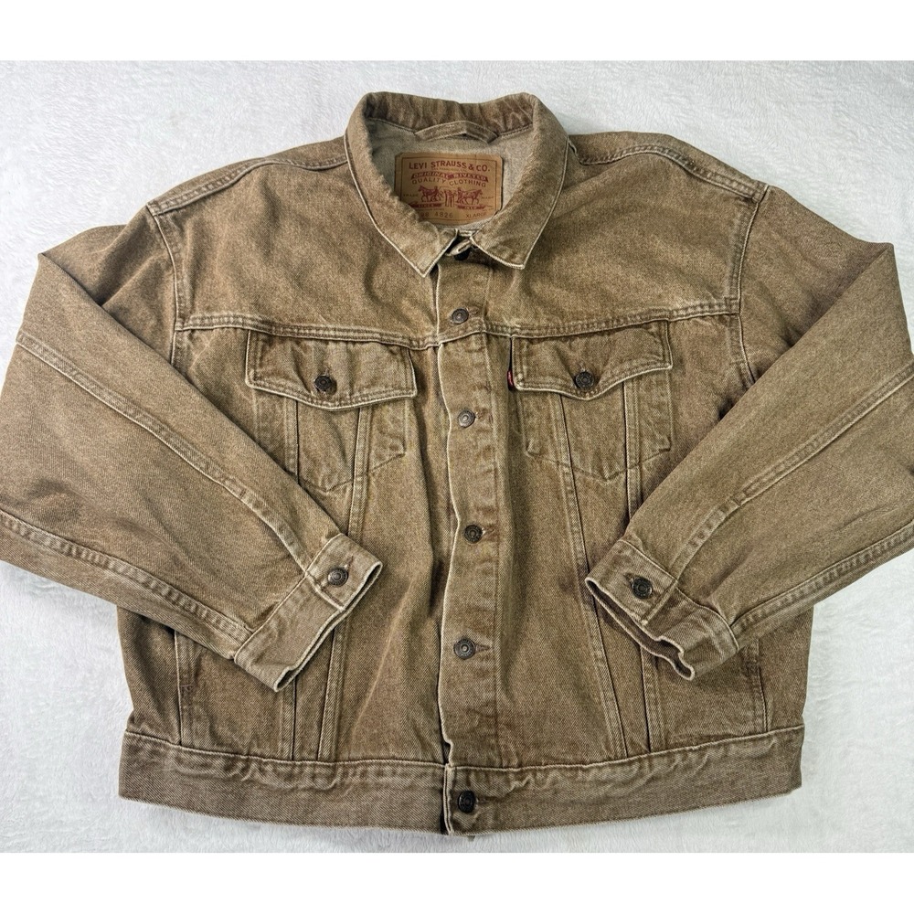 Vintage Levi's Jean Jacket Type 3 Trucker Mens XL Brown Made in USA 1992 RARE